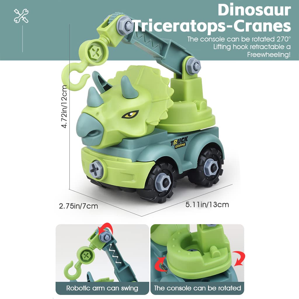 PATPAT Dinosaur Car Toy for Kids, Dinosaur Toys for Kids, Assembly Dinosaur Toy with Mini Toy Screwdriver and Wrench, STEM Building Blocks Toy Birthday Gifts for Boys Girls 3+ Years Old-Triceratops PATPAT Dinosaur Car Toy for Kids, Dinosaur Toys for Kids, Assembly Dinosaur Toy with Mini Toy Screwdriver and Wrench, STEM Building Blocks Toy Birthday Gifts for Boys Girls 3+ Years Old-Triceratops